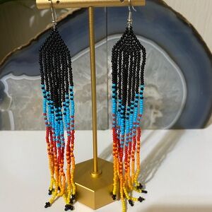 Vibrant Multicolor Beaded Fringe Earrings